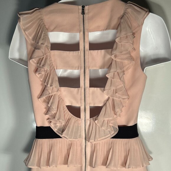 BCBGMaxAzria SZ6 Britt Bare Pink Flowy  Dress Cut Outs Fairy Coquette Party - Picture 11 of 14